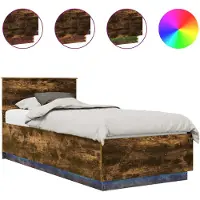 vidaXL Bedframe met hoofdeinde Rook Eiken 70 x 190 cm Bewerkt hout