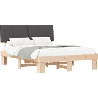 vidaXL Bedframe met Gevoerde Hoofdbord Donkergrijs 160 x 200 cm