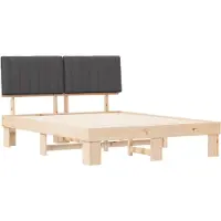 vidaXL Bedframe met Gevoerde Hoofdbord Donkergrijs 150 x 200 cm