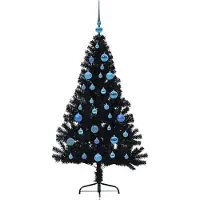 vidaXL Kunststof Voorverlichte Kerstboom met 150 LED Zwart 150 cm PVC