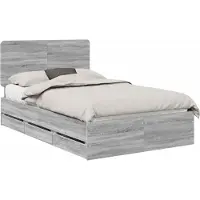 vidaXL Bedframe met lade Grijs Sonoma 120 x 190 cm Ingenieurshout