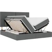 vidaXL LED opbergbed met matras Donkergrijs 180 x 200 cm Stof
