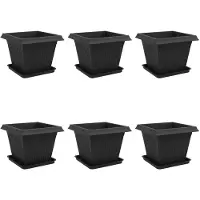 vidaXL Plantenpotten 6 pcs Zwart 43 x 43 x 33,5 cm Kunststof