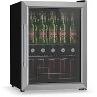 Klarstein drankkoelkast met glazen deur - 60 liter mini-drankkoelkast, ledverlichting, dubbel glas, verstelbare planken, 3-10 °C, onderbouw, stil