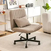 STILVORA draaistoel met stille wielen en een beklede zitting. Ergonomische bureaustoel, in hoogte verstelbaar, zonder armleuningen. Stof bureaustoel, geschikt voor werk- en woonkamer
