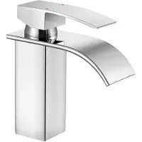 CECIPA MAX Chroom Wastafelkraan - Waterval Uitloop - Opbouw - Warm en Koud - 304 Roestvrij Staal - Badkamerkraan - Keukenkraan - Chroom