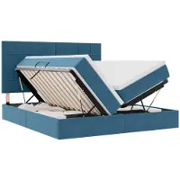 vidaXL LED opbergbed met matras Donkerblauw 200 x 200 cm Fluweel