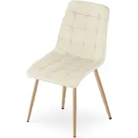 Leobert Eetkamerstoel SPLIT – Fluweel lichtbeige – Houtlook metalen poten – Modern design