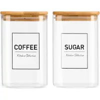Vivalto Voorraadpot Essentials set - keuken - suiker / koffie - glas - 1,2 L