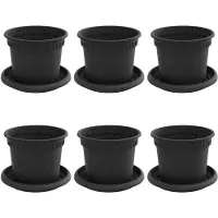 vidaXL Plantenpotten 6 pcs Zwart Ø 12,5 x 10 cm Kunststof