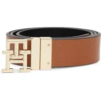Tommy Hilfiger Riem 'TH Monogram Plaque Buckle Reversible' cognac / zwart