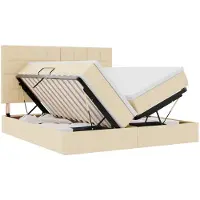 vidaXL LED opbergbed met matras Crème 200 x 200 cm Stof