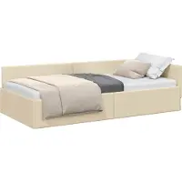 vidaXL Hoek Bed Frame met hoofdeinde Crème 90 cm x 190 cm Stof