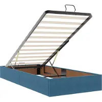 vidaXL Ottomanbed met matras en LED-verlichting, donkerblauw, 200 x 200 cm, fluweel