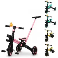 Mobiclinic Chase - Driewieler met eendenhoorn - 5-in-1 - Met eendentoeter - Evolutionair - Verstelbaar stuur - Max 25 kg - Met duwstang - Opvouwbaar - 1 tot 5 jaar - Roze