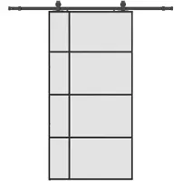 vidaXL Schuifdeur met beslagset 102,5x205 cm ESG glas zwart