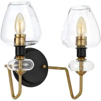 Elstead Lighting LED Wandlamp Armand | 2X E14 Max 40W | Aged Brass Plated & Charcoal Black Paint