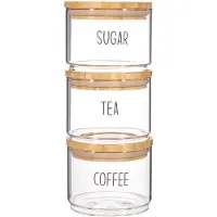 Sass & Belle Voorraadpotten Tea/Coffee/Sugar van Glas en Bamboe