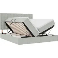 vidaXL LED opbergbed met matras Lichtgrijs 200 x 200 cm Fluweel