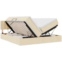 vidaXL LED opbergbed met matras Crème 200 x 200 cm Stof