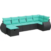 vidaXL 7-delige Loungeset met kussens poly rattan zwart