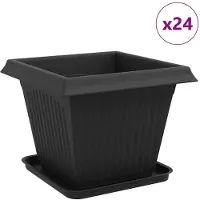 vidaXL Plantenpotten 24 pcs Zwart 38 x 38 x 30 cm Kunststof