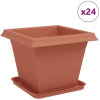 vidaXL Plantenpotten 24 st Baksteenrood Kunststof