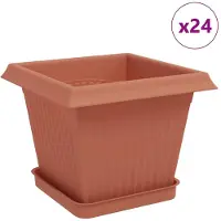 vidaXL Plantenpotten 24 st Baksteenrood Kunststof