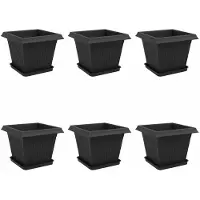 vidaXL Plantenpotten 6 pcs Zwart 33 x 33 x 26 cm Kunststof