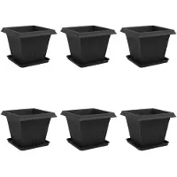 vidaXL Plantenpotten 6 pcs Zwart 38 x 38 x 30 cm Kunststof
