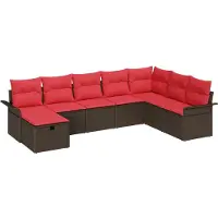 vidaXL Tuinbank Set 8 st Bruin en Rood poly rattan