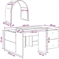 vidaXL Bed met Tunnel 3 st Wit en Lichtblauw Bewerkt hout