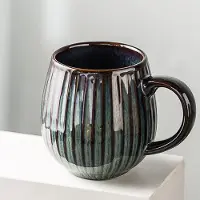 VHV -Mok - Koffiemok - Grote mok - Theemok - Keramiek - Handgemaakte look - Vaatwasserbestendig - Magnetronbestendig - Cadeau idee - Voor kantoor en thuis - Blauw