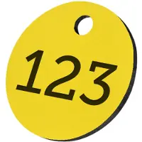 Combicraft ronde sleutellabels of nummerplaatjes van acrylaat geel 25 mm met gat - 1 t/m 50