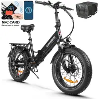 Samebike LOTDM200-II Elektrische Fatbike – 20*4 Inch – 48V 13Ah – 90KM Bereik – NFC LCD Display – 250W Motor – Dubbel Vouwbaar – Zwart