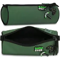 Sarcia.eu PIXEL Schooletui voor jongens, rond, etui voor schoolspullen voor gamers, 3D-speldjes 22x8x8cm