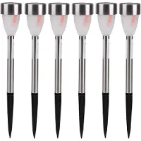 Sunnydays Tuinlampen / prikspot Solar Lumora - 10x - zilver - RVS - waterbestendig - 36 cm