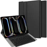 Just in Case tablet Hoes met Toetsenbord geschikt voor iPad Pro 13 (2025 / 2024) M5 / M4 - QWERTY Spanish Bluetooth Keyboard Case - Zwart