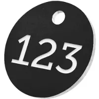 Combicraft ronde sleutellabels of nummerplaatjes van acrylaat zwart 25 mm met gat - 1 t/m 50