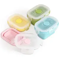 LONGZIMING -Inklapbare Siliconen Bakjes - Opvouwbare Voedselcontainers - Lunchbox Set - Ruimtebesparend Ontwerp - Luchtdichte Afsluiting - Veilig Voor Magnetron En Vaatwasser - 4 Stuks