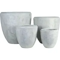 Ptmd Dashima Cream GRC Bombey Pot Low Round Set Of 4