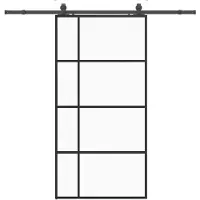 vidaXL Schuifdeur met beslagset 102,5x205 cm ESG glas zwart
