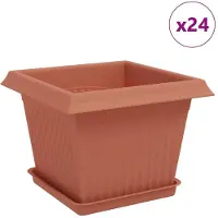 vidaXL Plantenpotten 24 pcs Baksteenrood 23 x 23 x 17,5 cm Kunststof