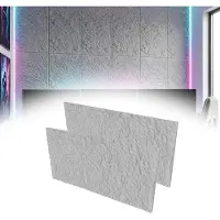 NaiZy 3D Muurpaneel Steenlook 120x60x3 cm, 2 Stuks PU Zelfklevende Wandbekleding, Waterdicht Steenpaneel voor Keuken, Badkamer & Woonkamer, Type A - Betongrijs -