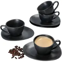 MamboCat 4-delige set Manhattan espressokop met schotel voor 4 personen zwart - 24322661