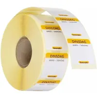 Hendi Herbruikbare voedselveiligheid dagstickers dinsdag geel 25x25 mm met notitieruimte kleurgecodeerd 1000 per rol