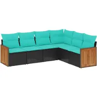 vidaXL 6-delige loungeset voor de tuin met kussens, zwart kunststofvlechtwerk