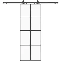 vidaXL Schuifdeur met beslagset 76x205 cm ESG glas zwart