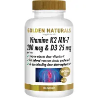 Golden naturals Vitamine K2 200mcg & D3 25mcg (180 capsules)