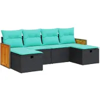 vidaXL 6-delige Loungeset met kussens poly rattan zwart